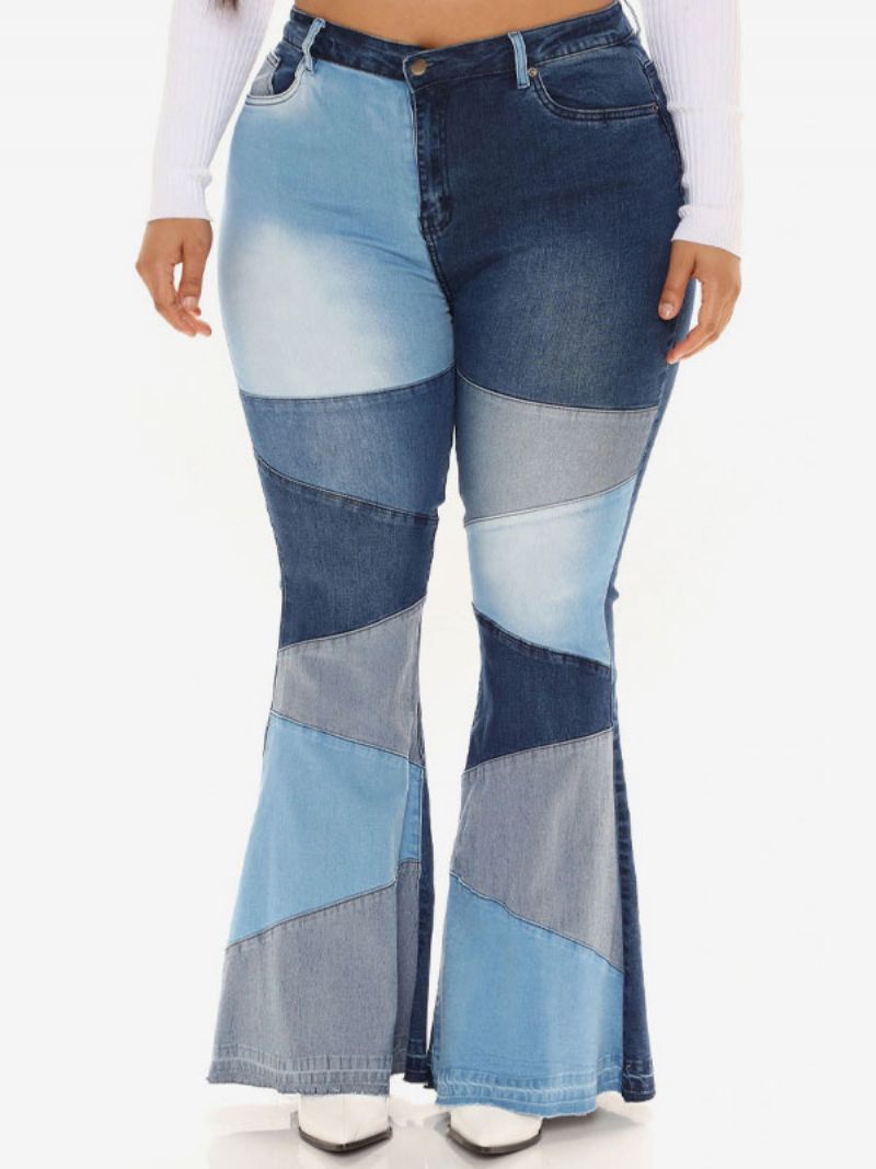 Damejeans Casual Geometriske Bomuldsklokkebunde - Blå