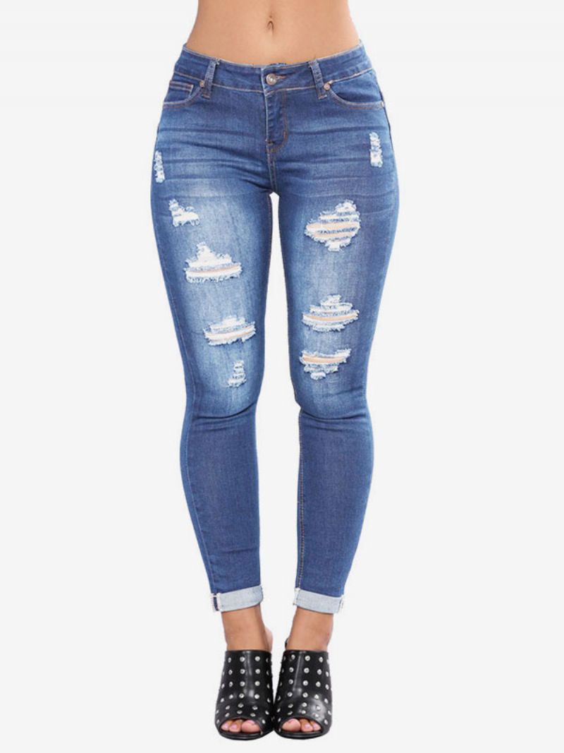 Damejeans Moderne Nødlidende Skinny Bomuldsunderdele