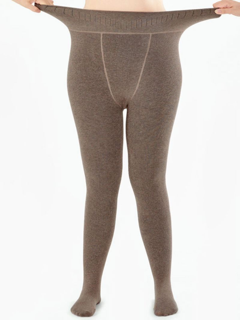 Dameleggings Slanke 400g Tights Varme Vinterstrømper - Lysebrun