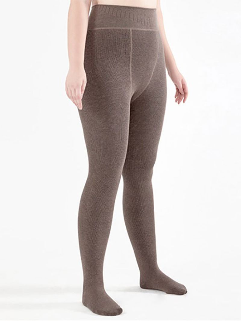 Dameleggings Slanke 400g Tights Varme Vinterstrømper - Lysebrun