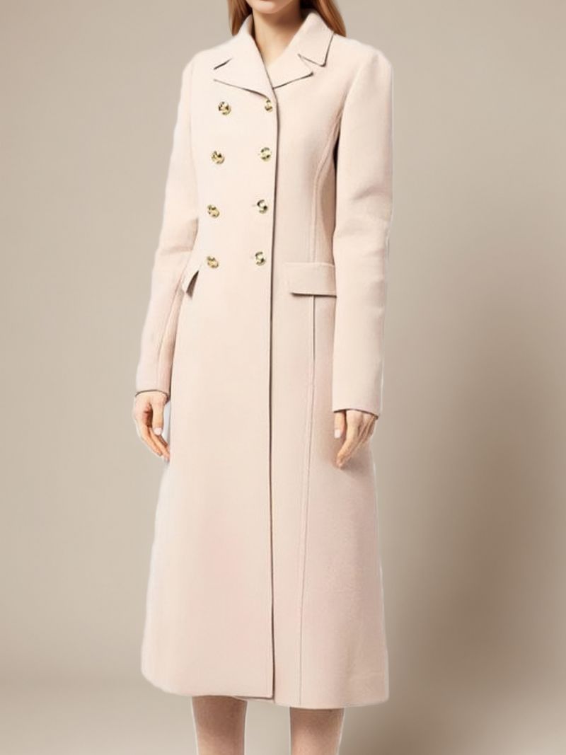 Dameovertøj Ecru White Winter Warm Maxi Coat - Beige