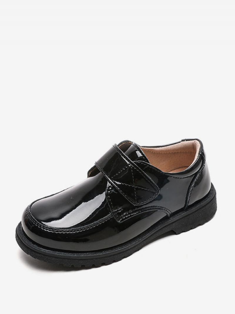 Drenge Dress Sko Sort Laklæder Rund Toe Slip On Formelle Party Loafers Til Dreng