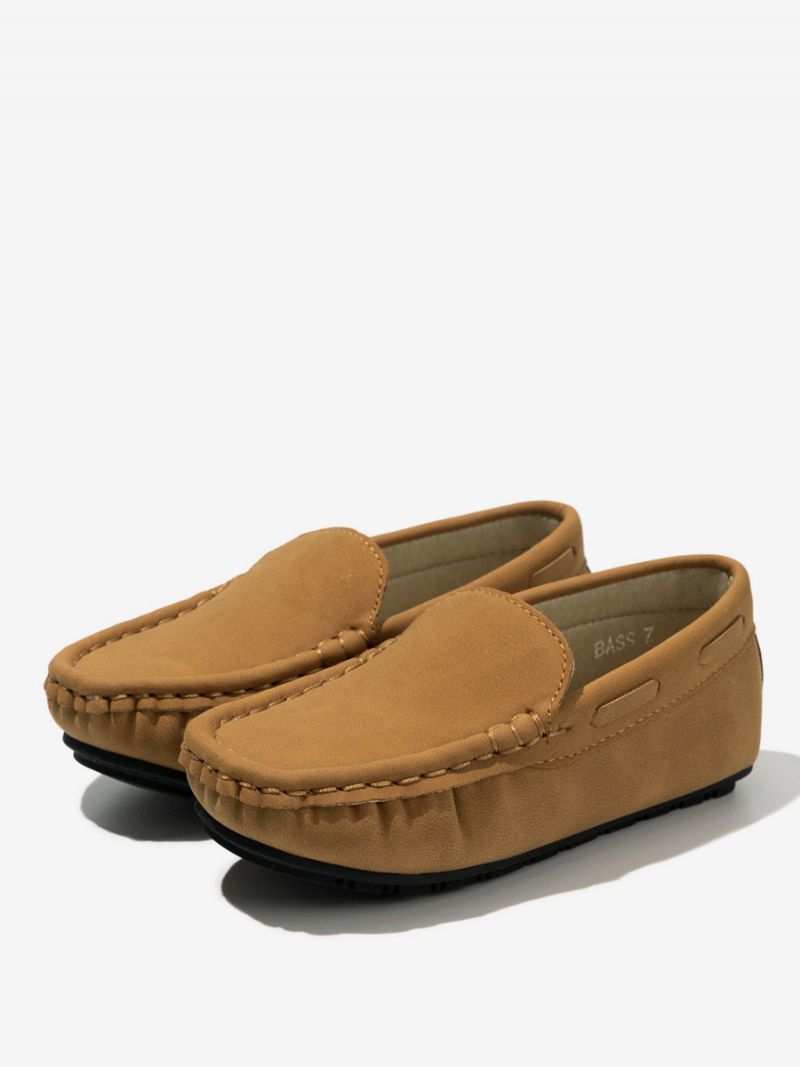 Drenge Festsko Grå Rund Toe Kids Loafers - Khaki