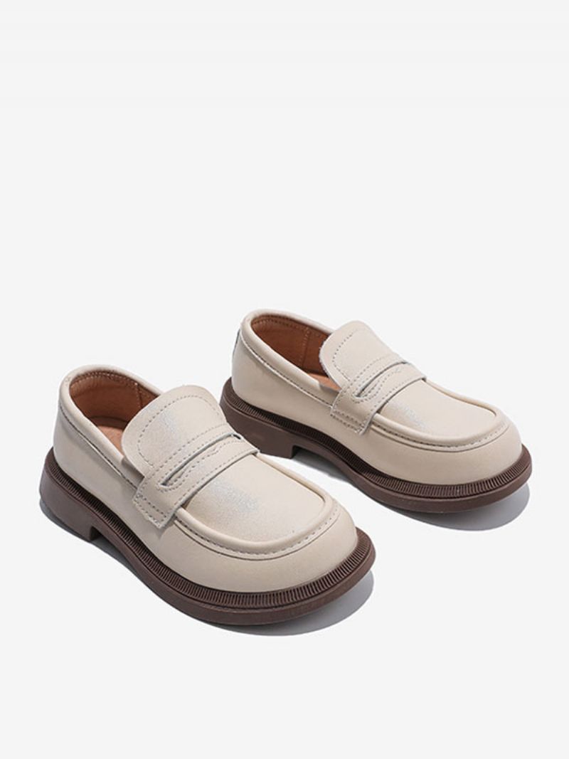 Drenge Loafer Sko Hvid Rund Tå Slip On Causal Party Til Dreng - Beige