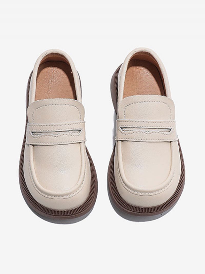 Drenge Loafer Sko Hvid Rund Tå Slip On Causal Party Til Dreng - Beige