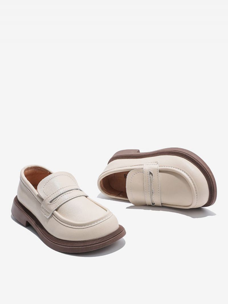 Drenge Loafer Sko Hvid Rund Tå Slip On Causal Party Til Dreng - Beige