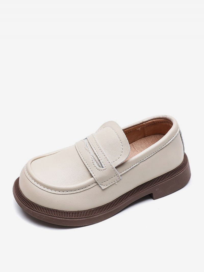 Drenge Loafer Sko Hvid Rund Tå Slip On Causal Party Til Dreng - Beige