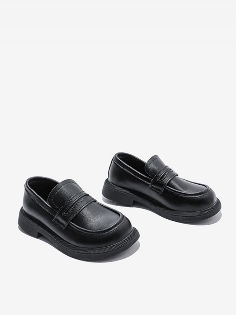 Drenge Loafer Sko Hvid Rund Tå Slip On Causal Party Til Dreng - Sort