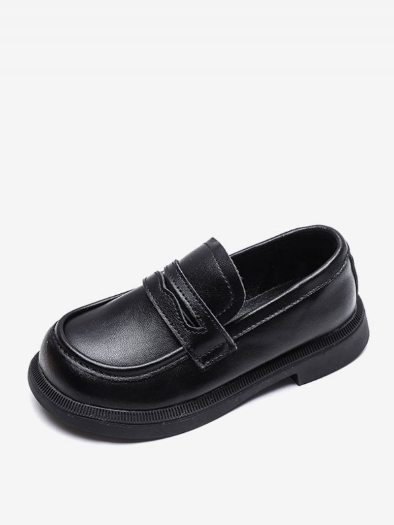 Drenge Loafer Sko Hvid Rund Tå Slip On Causal Party Til Dreng - Sort