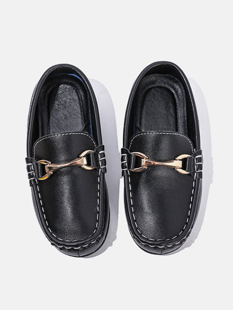 Drenge Loafers Sko Sort Rund Tå Slip On Causal - Sort