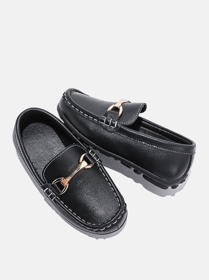 Drenge Loafers Sko Sort Rund Tå Slip On Causal - Sort