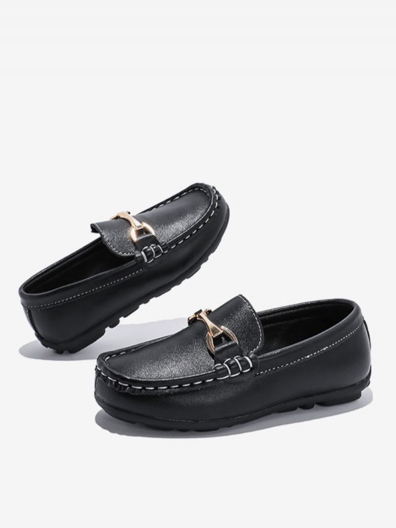 Drenge Loafers Sko Sort Rund Tå Slip On Causal - Sort