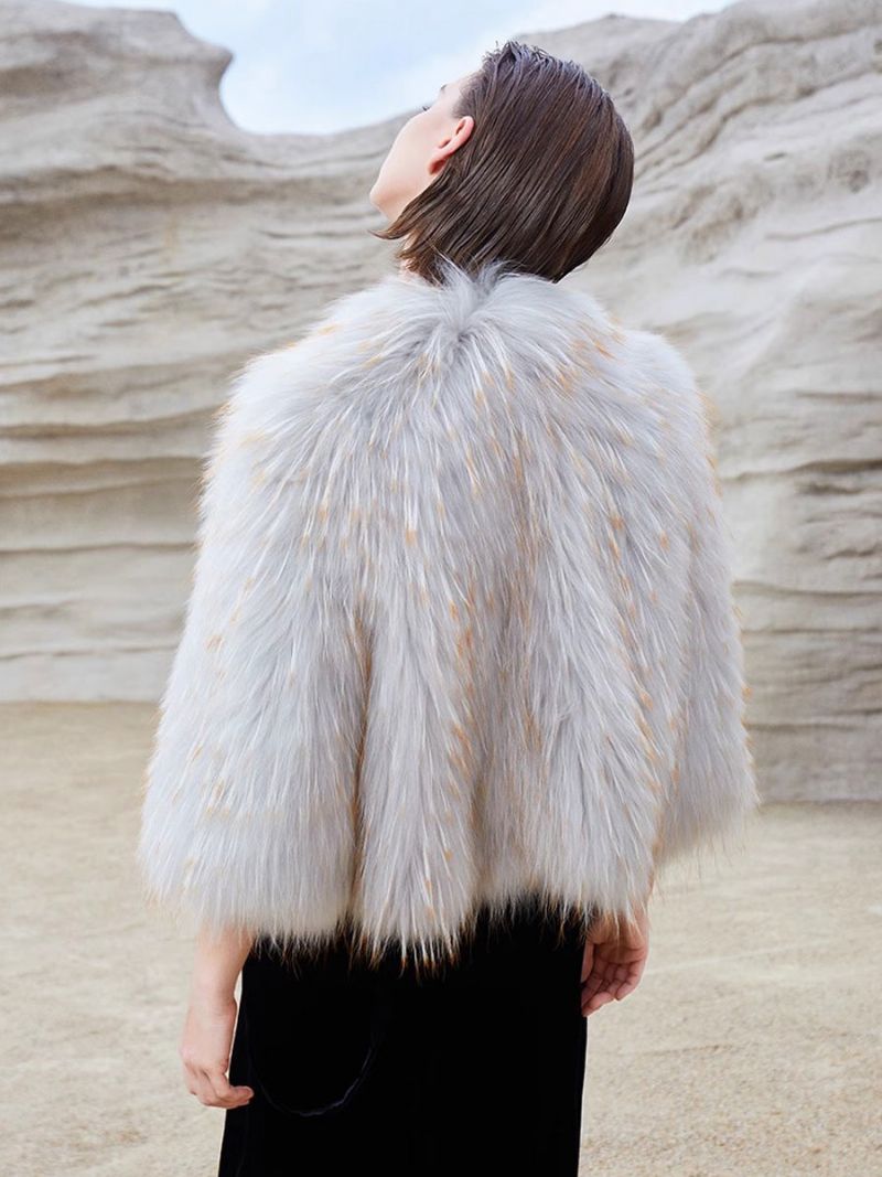 Faux Fur Coats 3/4-længde Ærmer Oversized Daily Dame Overtøj - Grå