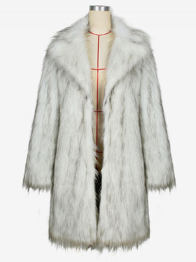 Faux Fur Coats Lapel Single-breasted Oversized Vinter Overtøj Til Damer - Som Billede