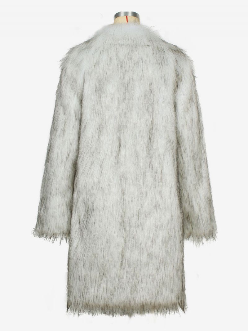 Faux Fur Coats Lapel Single-breasted Oversized Vinter Overtøj Til Damer - Som Billede