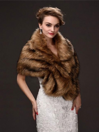 Faux Fur Wrap Kvinder Sjal Bryllups Wraps