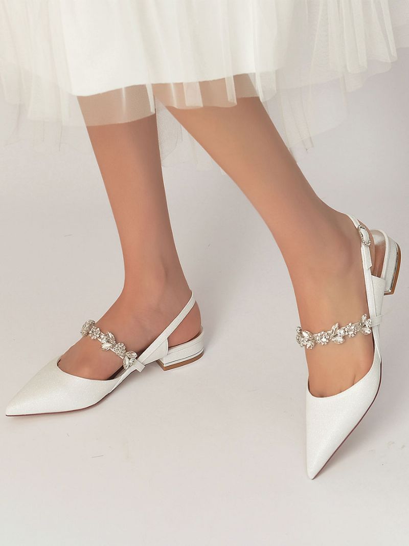 Flade Brudesko Til Kvinder Mary Jane Rhinestones Slingback Pumps