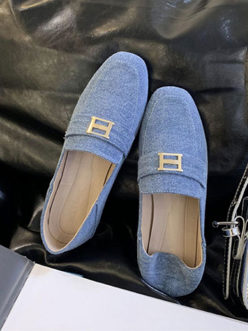 Flade Polyester Loafers Til Kvinder - Lys Himmelblå