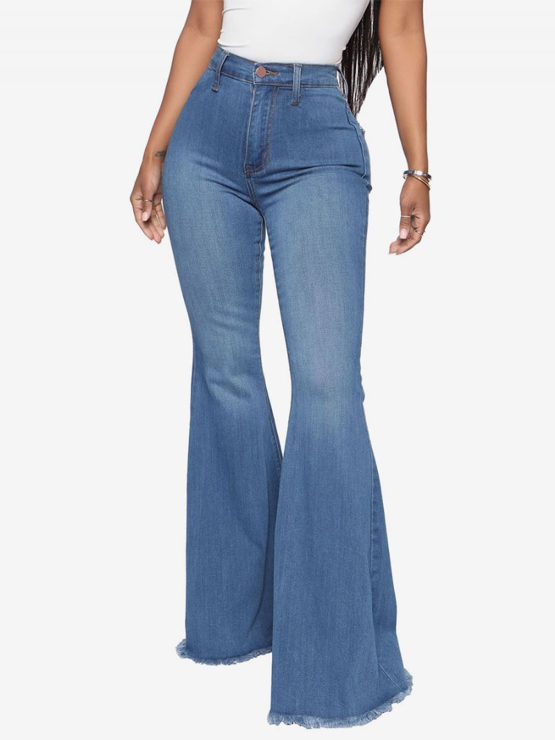 Flare Jeans Til Kvinder Raw Edge High Rise Bell Bottoms