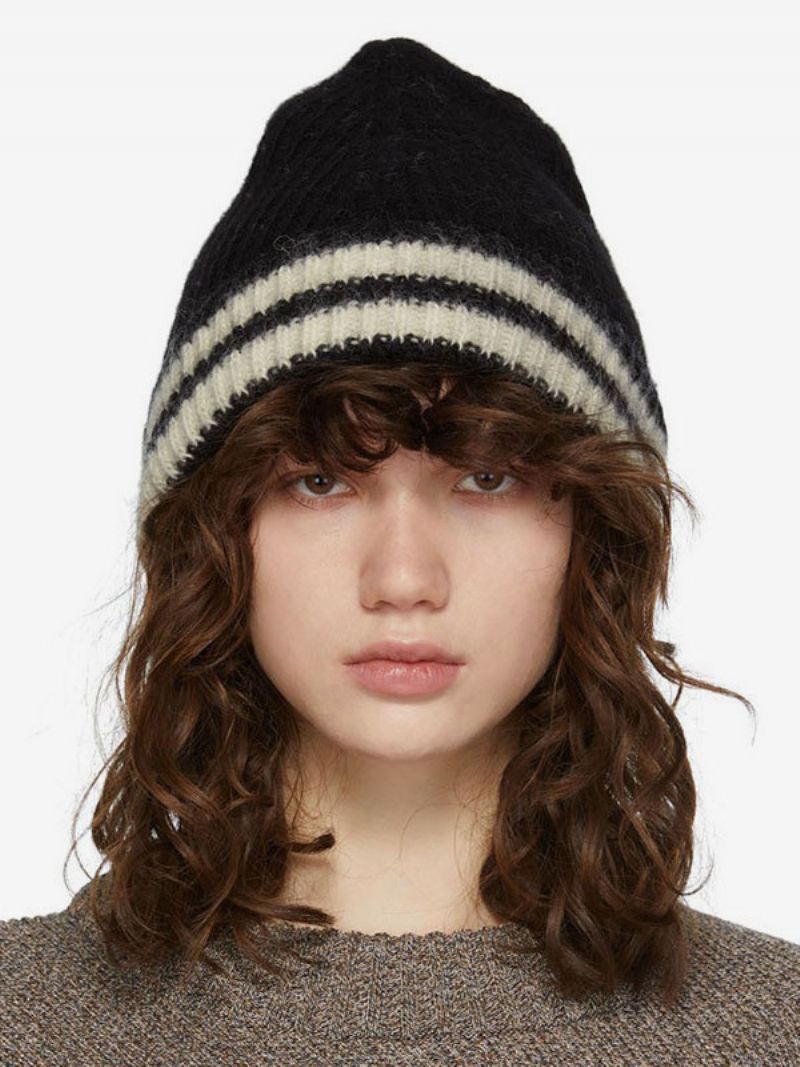 Grå Stribe Hatte Til Kvinder Fabulous Stripes Winter Warm Hat - Sort