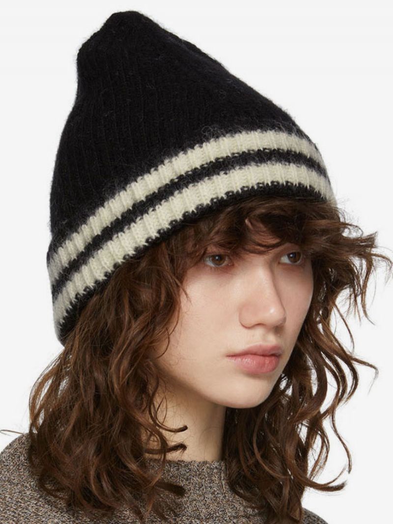 Grå Stribe Hatte Til Kvinder Fabulous Stripes Winter Warm Hat - Sort