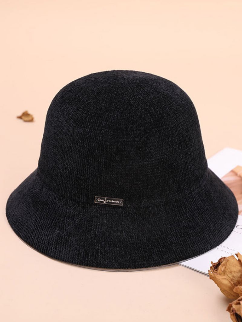 Hatte Til Kvinder Mode Chic Vinter Warm Bucket Hat - Sort