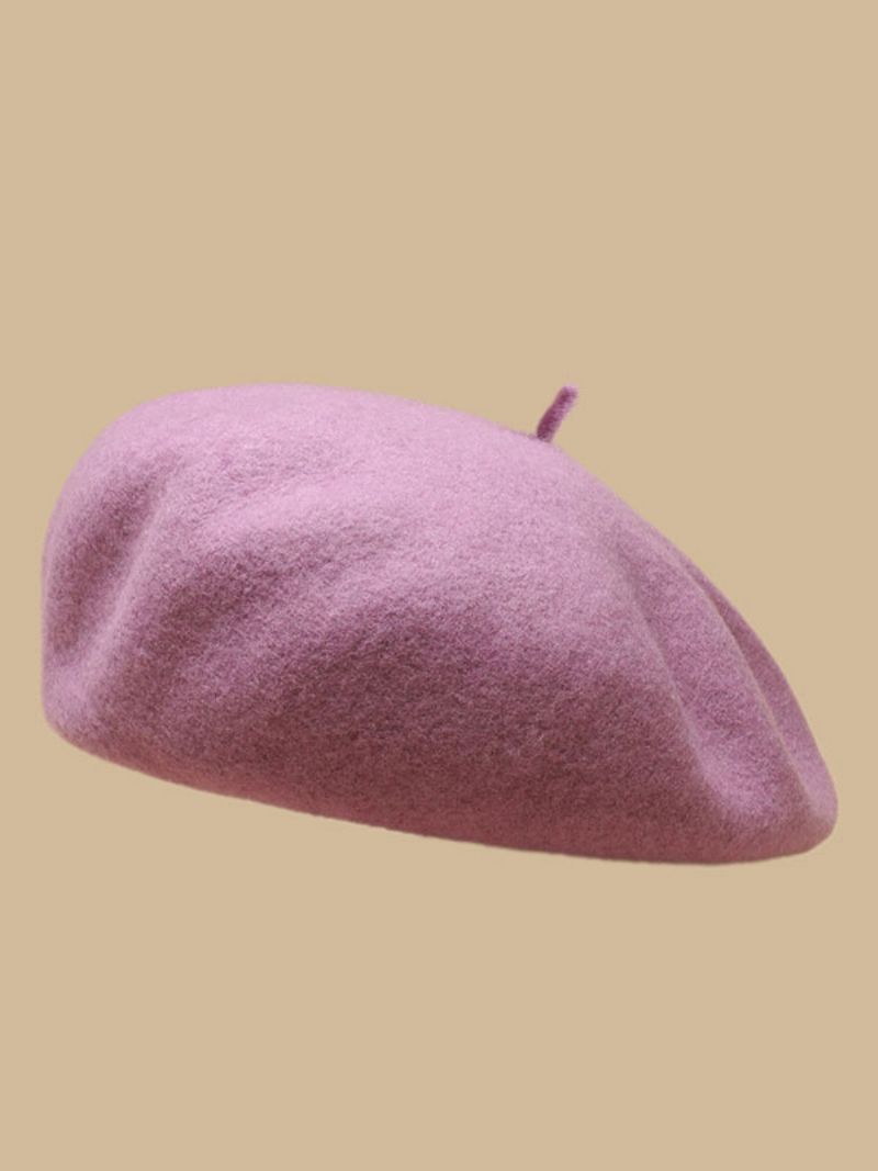 Hatte Til Kvinder Pretty Wool Winter Warm British Style Baret - Perle Pink