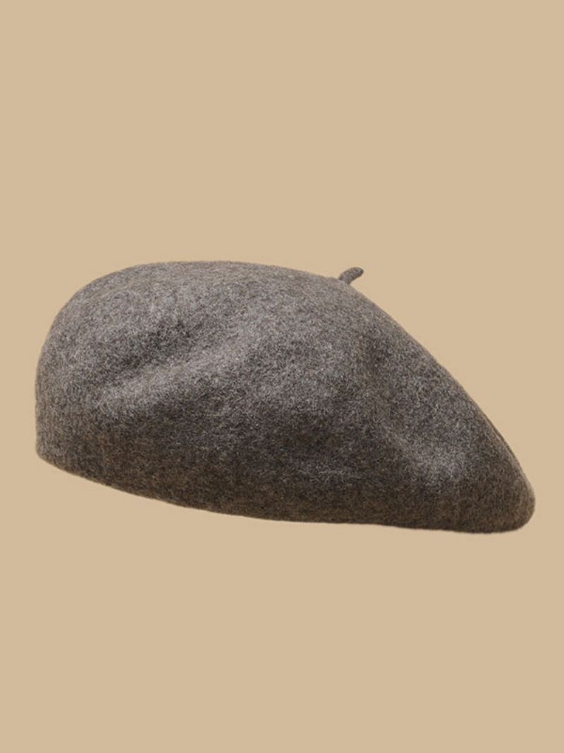 Hatte Til Kvinder Pretty Wool Winter Warm British Style Baret - Grå