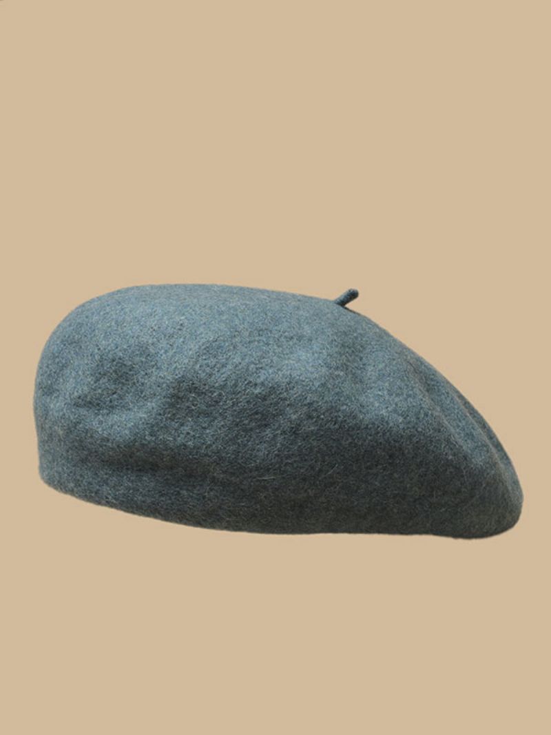 Hatte Til Kvinder Pretty Wool Winter Warm British Style Baret - Mørk Navy