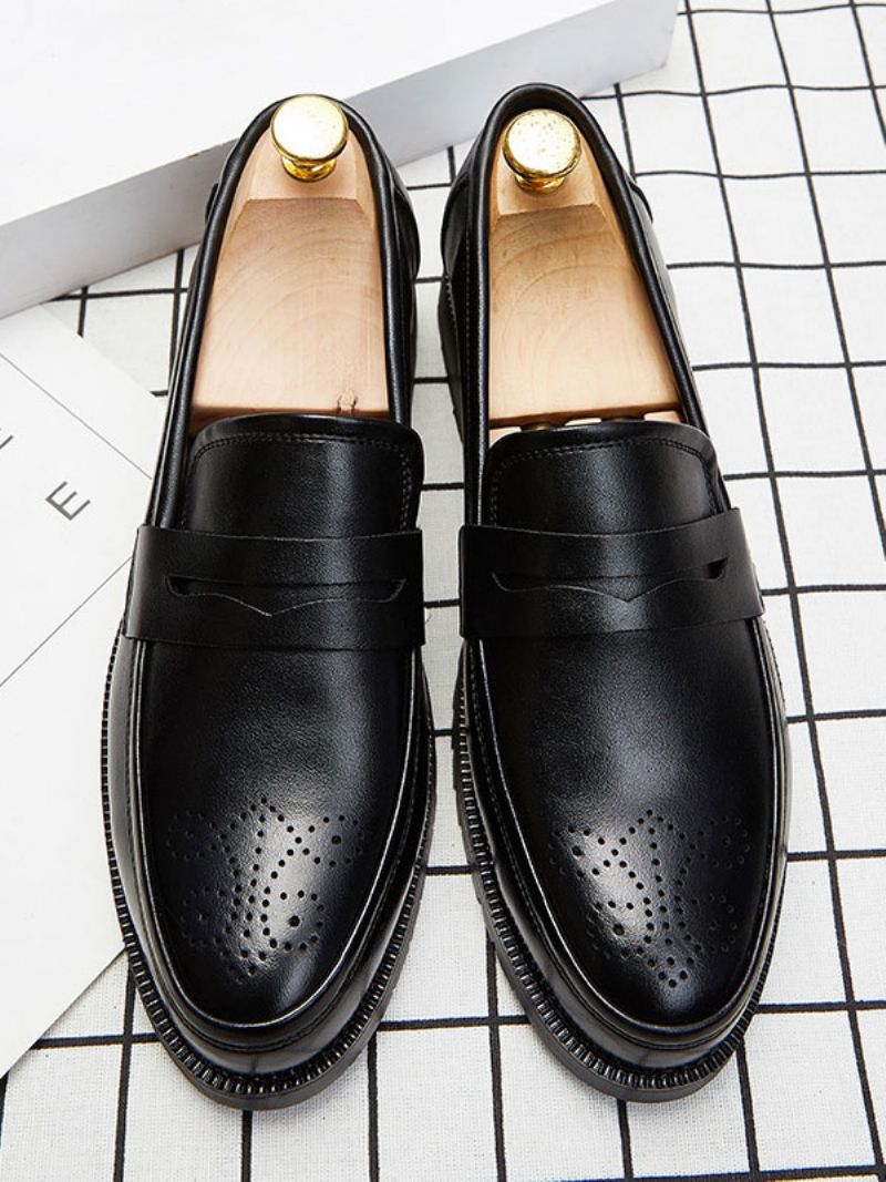 Herre Brogues Penny Slip On Loafers Sko - Sort