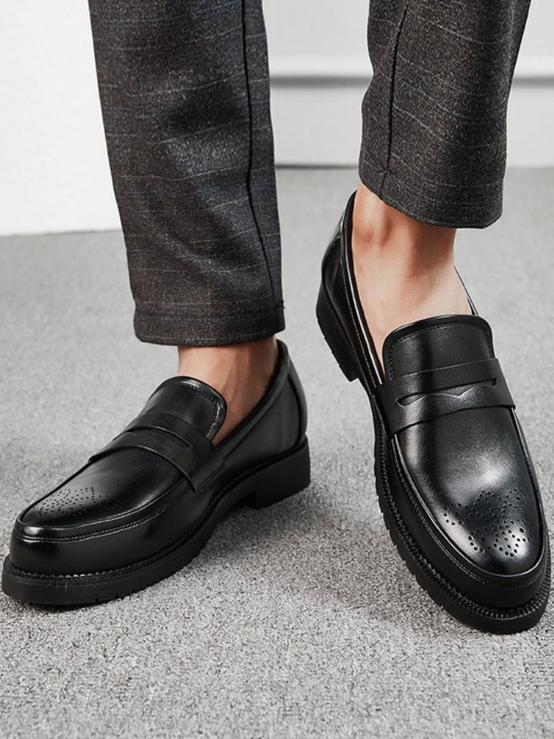 Herre Brogues Penny Slip On Loafers Sko - Sort