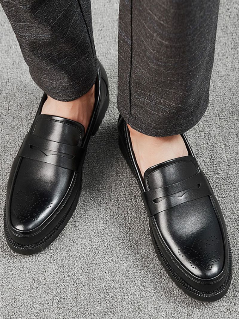 Herre Brogues Penny Slip On Loafers Sko - Sort