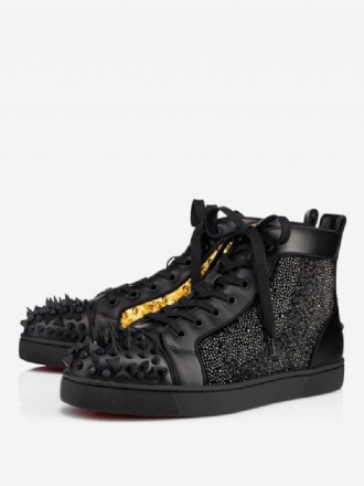 Herre High Top Sneakers Glitter Nitter Sort Rund Tå Snøre Gallasko