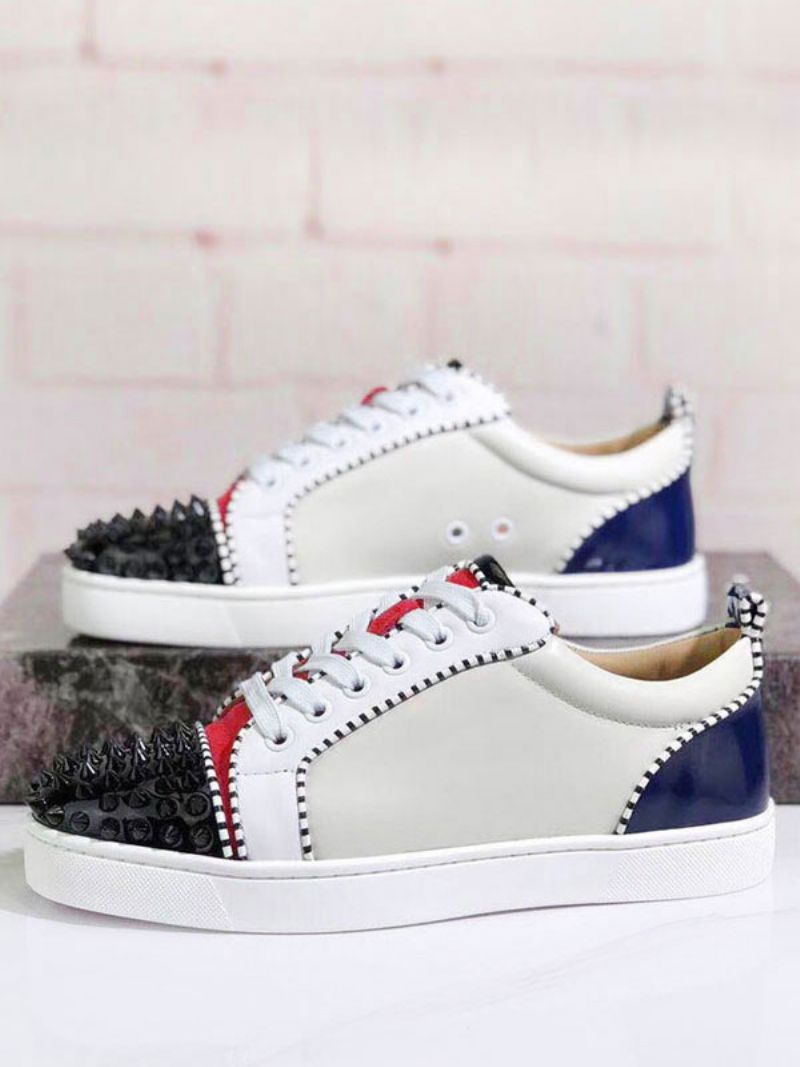 Herre Ivory Low Top Prom Party Sneakers Sko Skateboard Med Pigge