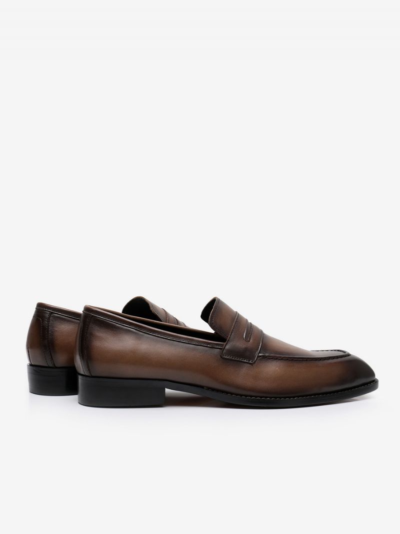 Herre Loafer Koskind Slip-on Brwon Prom Bryllupssko - Kaffe Brun