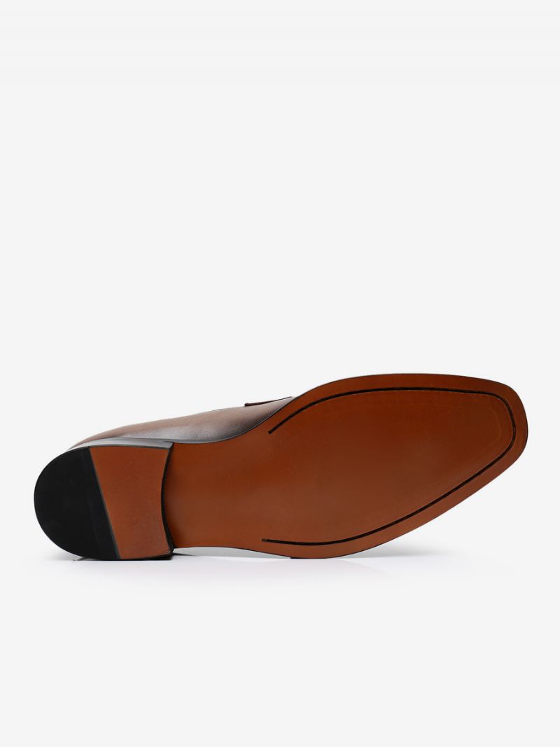 Herre Loafer Koskind Slip-on Brwon Prom Bryllupssko - Kaffe Brun