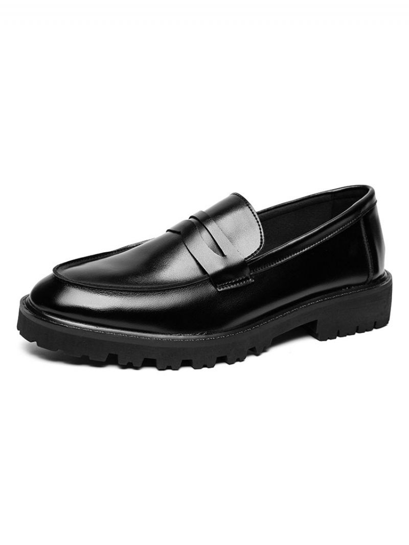 Herre Loafer Sko Hyggelig Pu Læder Monk Strap Slip-on - Sort