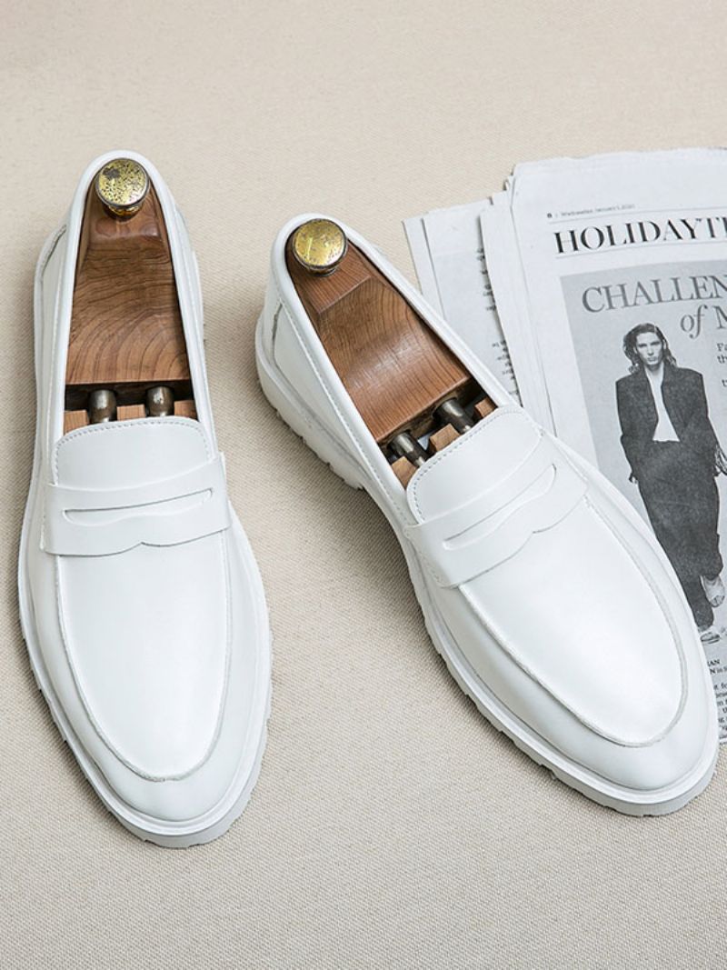 Herre Loafer Sko Hyggelig Pu Læder Monk Strap Slip-on - Hvid