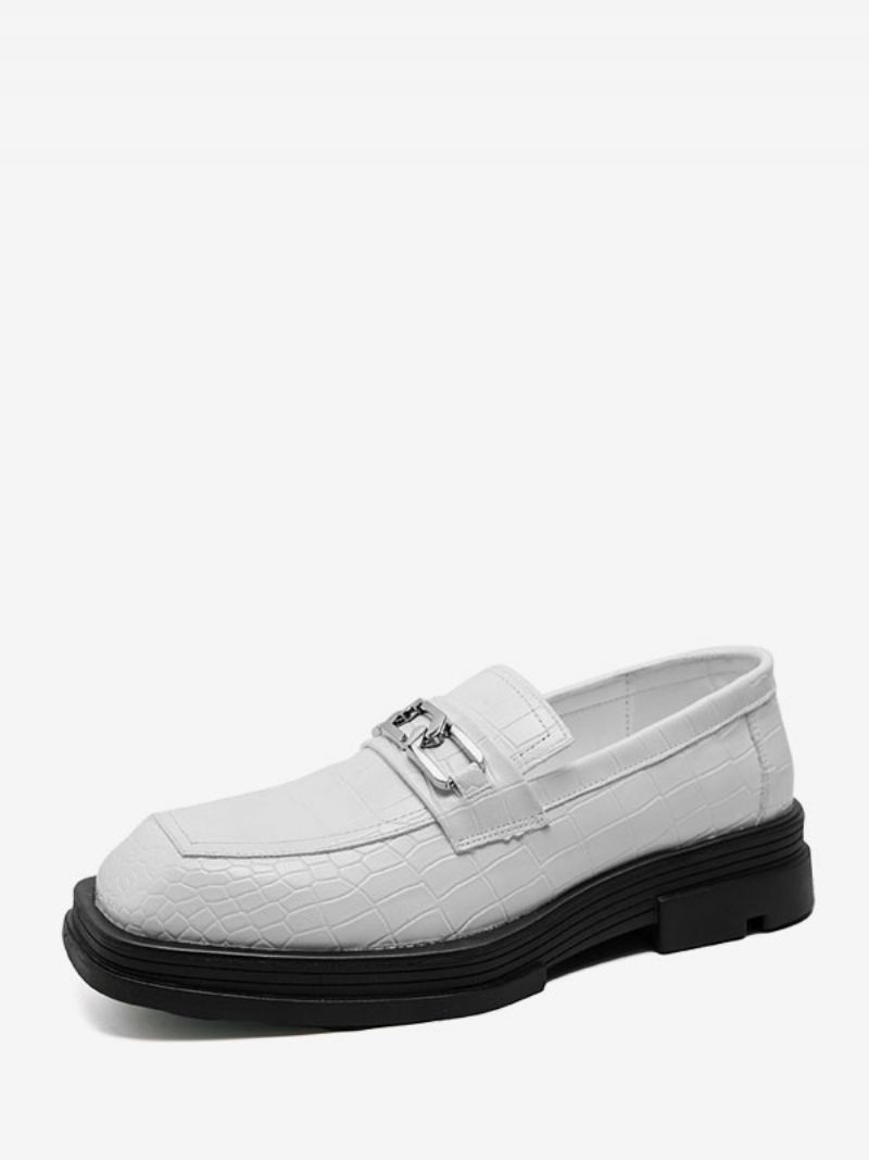 Herre Loafer Sko Pu Læder Metal Detaljer Slip-on - Hvid