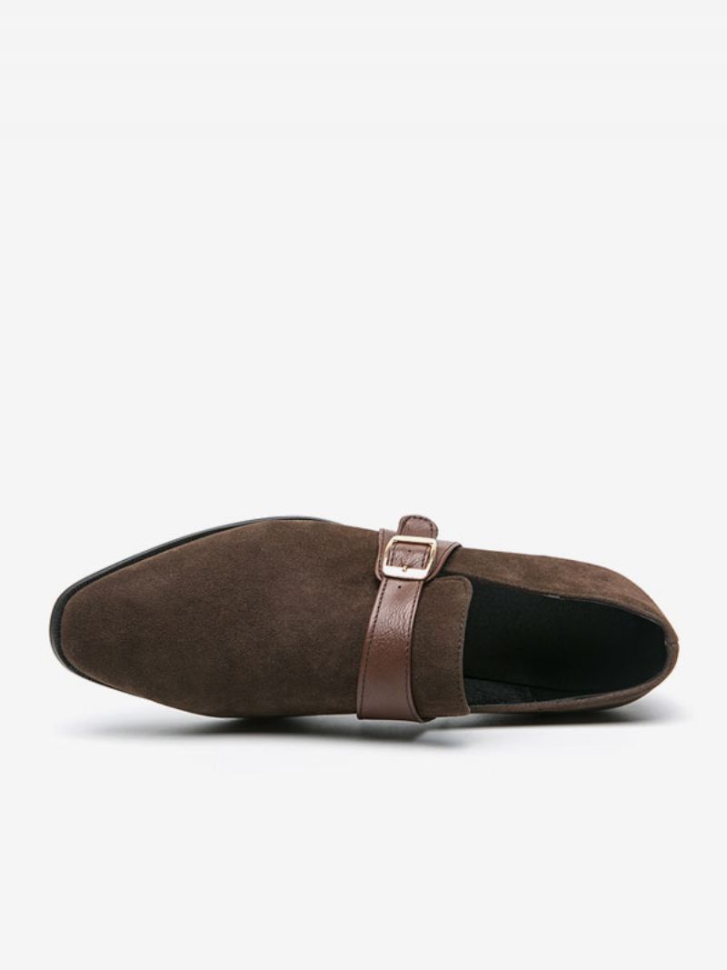 Herre Loafer Sko Pu Læder Monk Strap Slip-on - Kaffe Brun