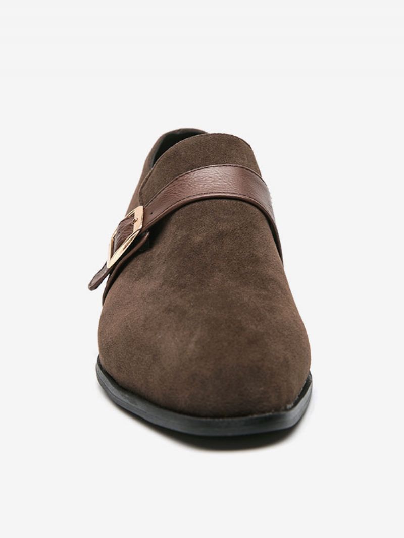 Herre Loafer Sko Pu Læder Monk Strap Slip-on - Kaffe Brun