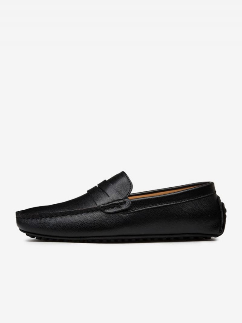 Herre Loafer Sko Slip-on Monk Strap Rund Tå Pu Læder Køresko - Sort