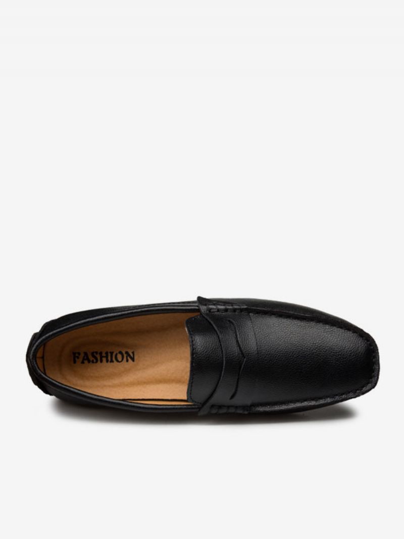 Herre Loafer Sko Slip-on Monk Strap Rund Tå Pu Læder Køresko - Sort