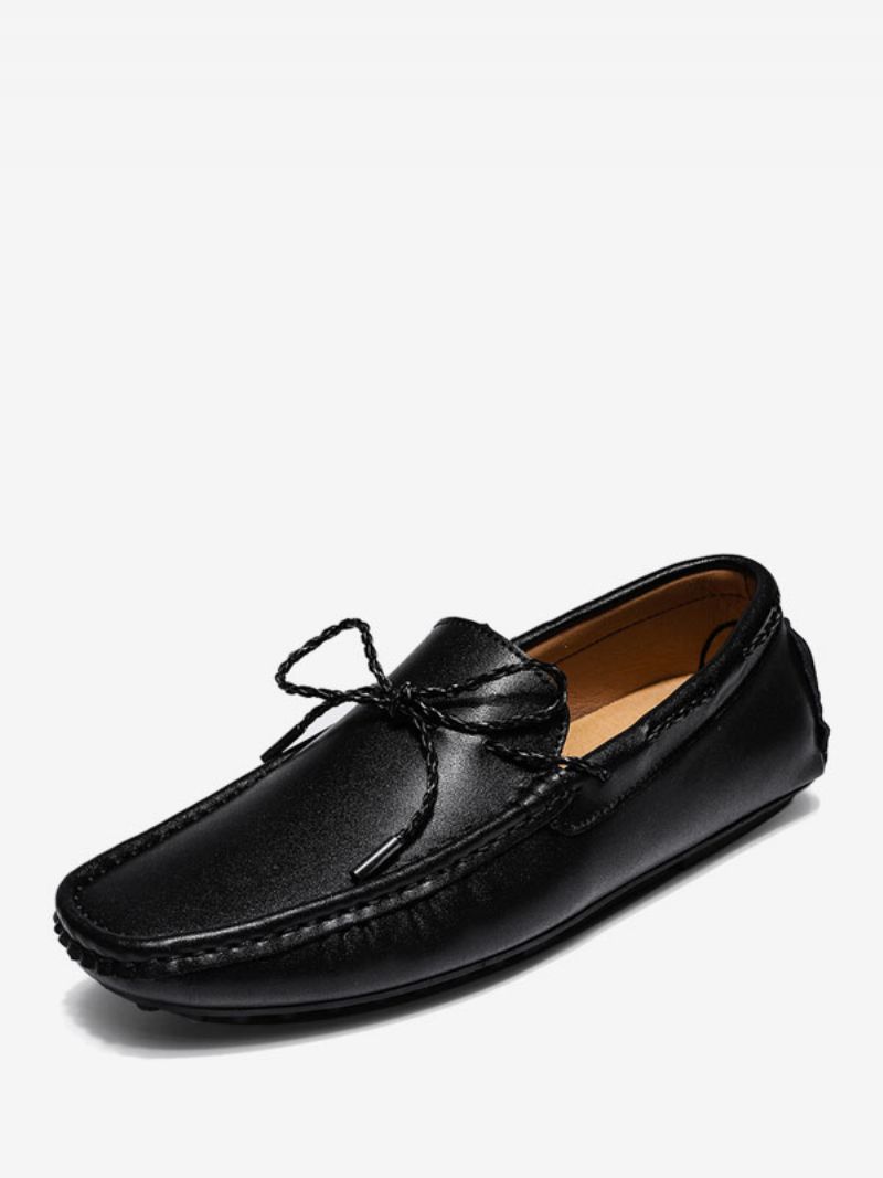 Herre Loafer Sko Slip-on Rund Tå Pu Læder - Sort