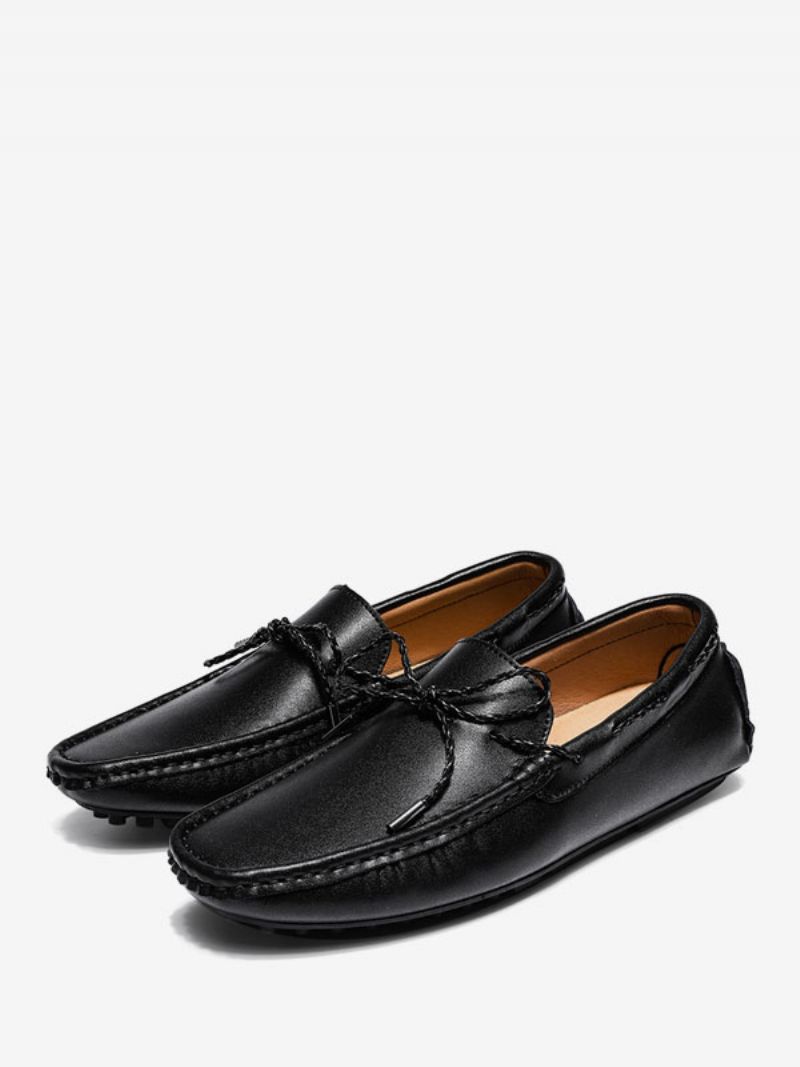 Herre Loafer Sko Slip-on Rund Tå Pu Læder - Sort