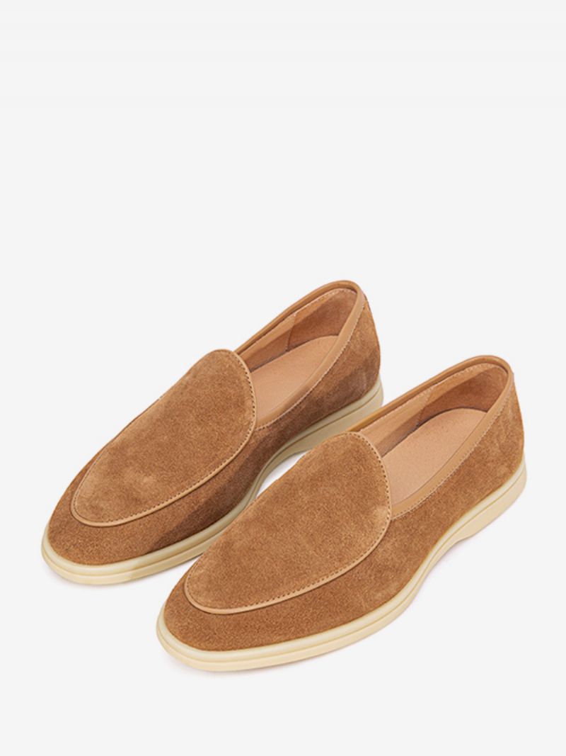 Herre Loafer Slip-on Rund Tå Okselædssko - Kaffe Brun