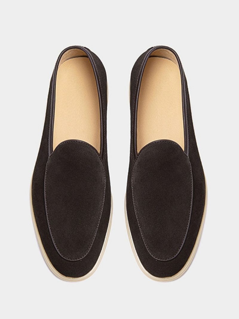 Herre Loafer Slip-on Rund Tå Okselædssko - Chokolade