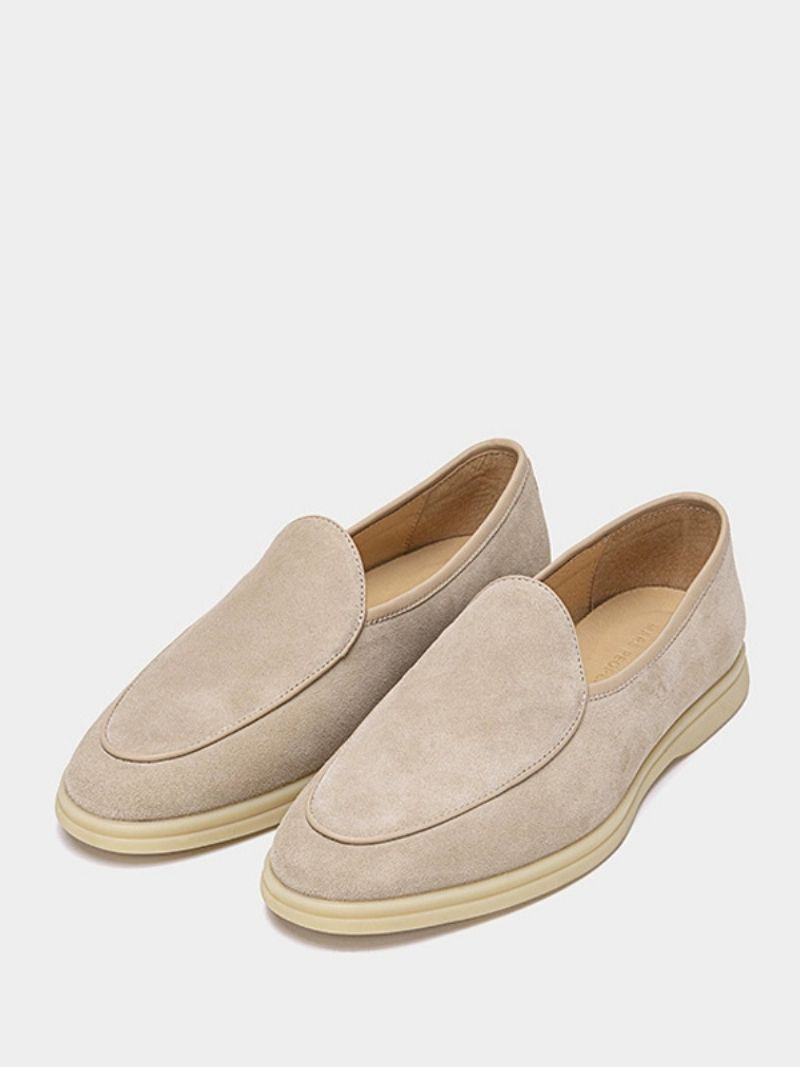 Herre Loafer Slip-on Rund Tå Okselædssko - Beige