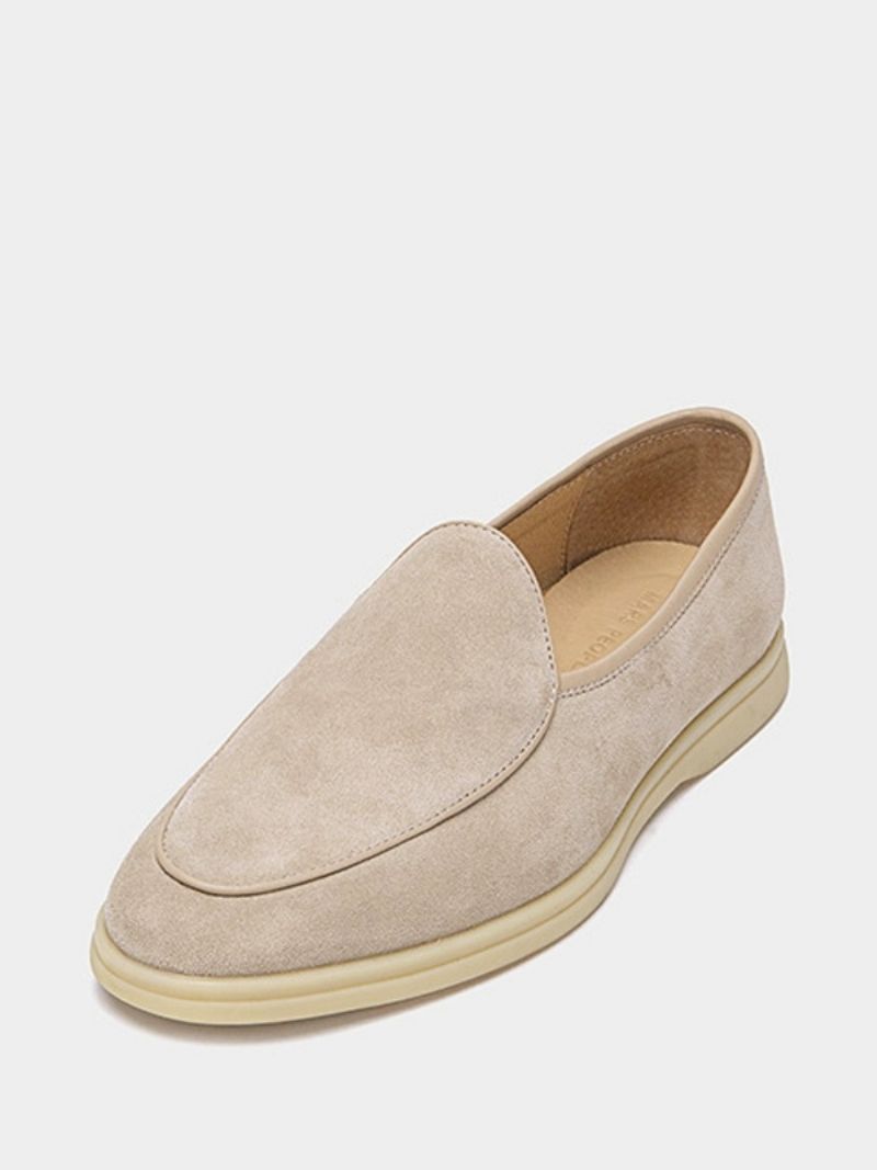 Herre Loafer Slip-on Rund Tå Okselædssko - Beige