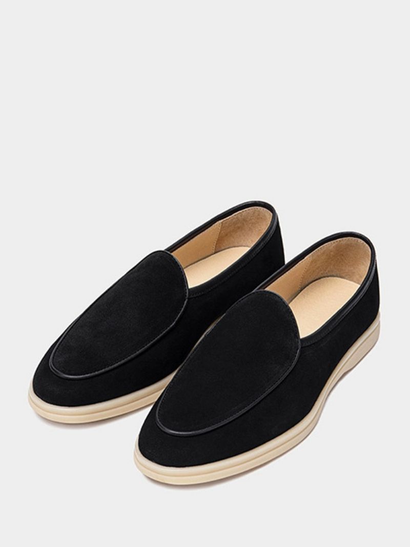 Herre Loafer Slip-on Rund Tå Okselædssko - Sort